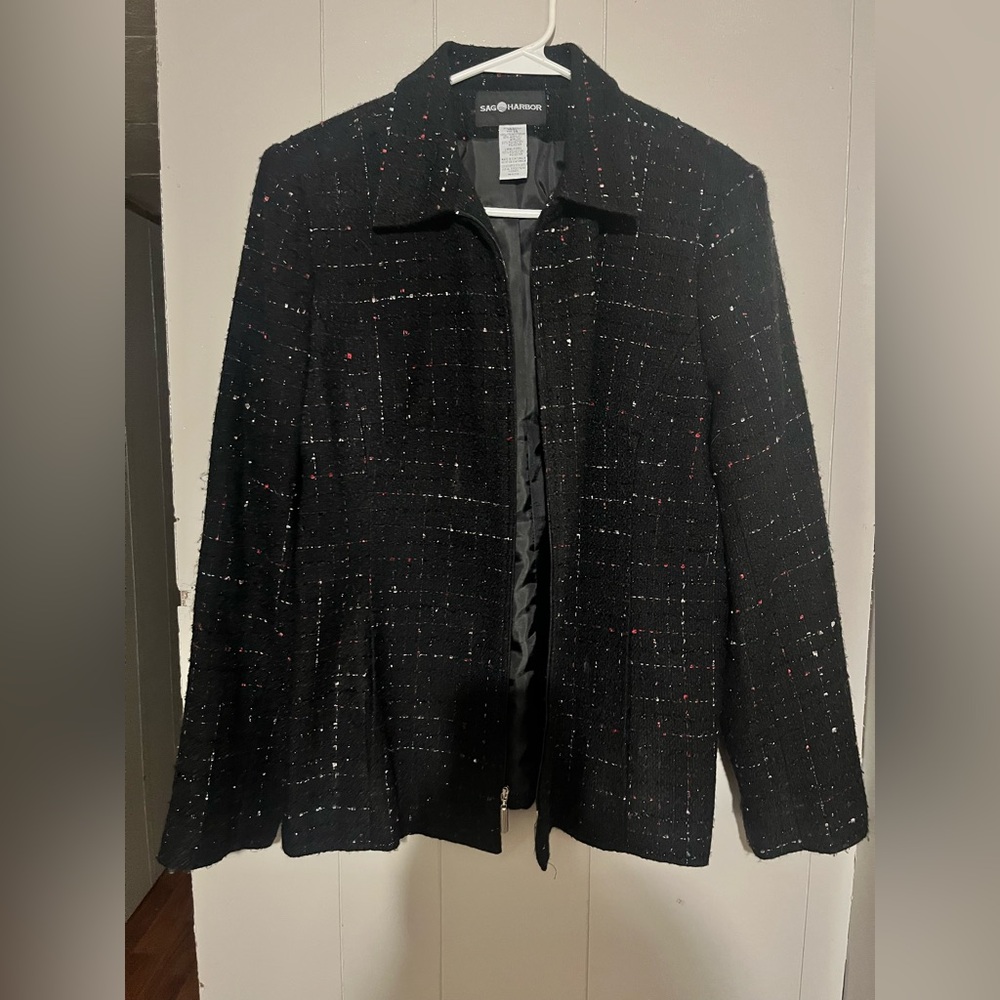 Sag Harbor Black Tweed Blazer